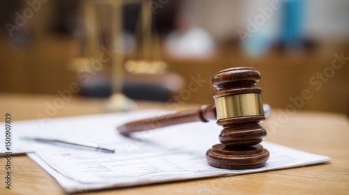 Gavel resting on medical documents symbolizing health-related legal dispute, healthcare law and justice system concept, medical malpractice or insurance claim case.	