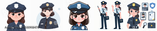 Vector of a female police
