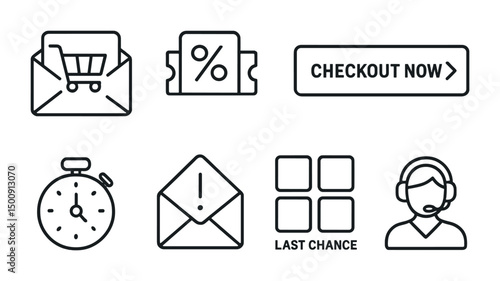 Shopping icons for online sales and e-commerce marketing
