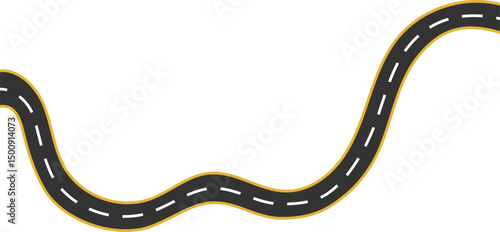 Curves long road line isolated on  background. winding road from top view vector illustration