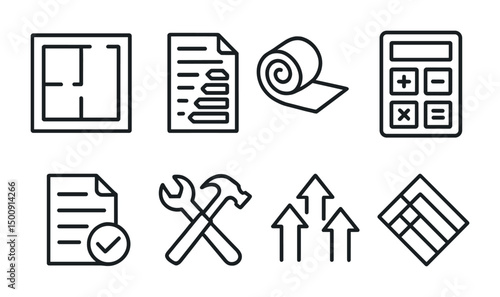 Building and renovation icon set for construction and design projects