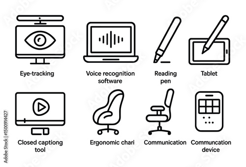 Assistive technology icons for enhanced accessibility in digital communication