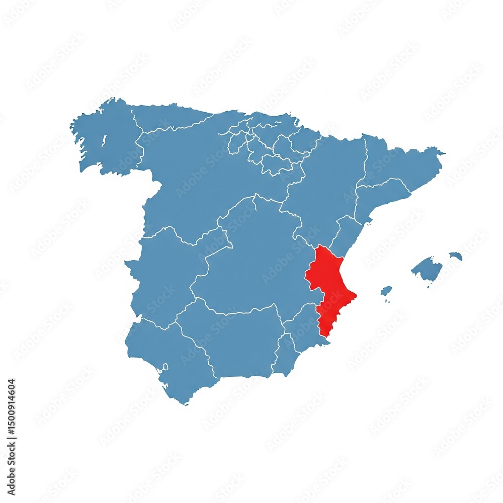 Obraz premium Valencia and Alicante highlight on map of Spain 