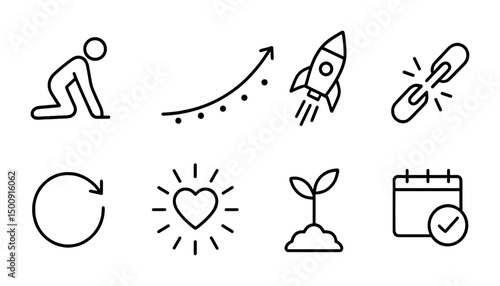 Business growth and innovation icons for design and branding projects