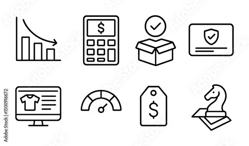 Business and finance icons for e-commerce and marketing design