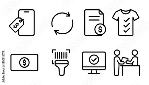 E-commerce icons: shopping, payment, and customer interaction elements