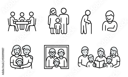 Family and generations icon set for design and print concepts