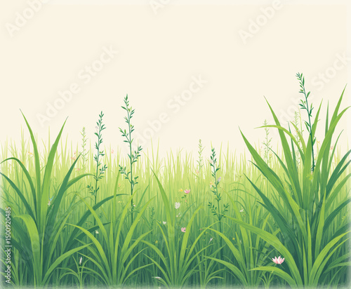 Lush Meadow in Morning Light with Wildflowers