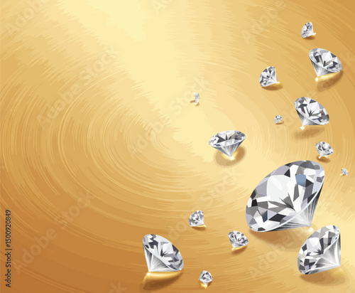 Luxurious Diamonds on Golden Background