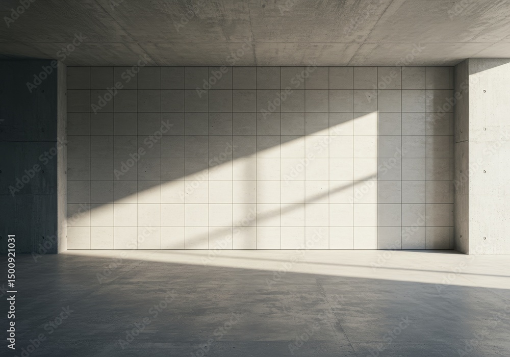 Realistic Concrete Interior Space With Light and Shadow on Wall Realistic Concrete Interior Space With Light and Shadow on Wall