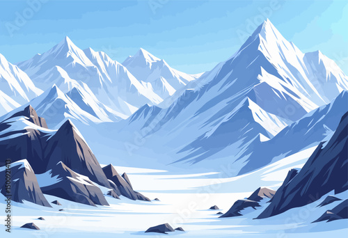 Majestic Snow-Capped Peaks in Winter Wonderland