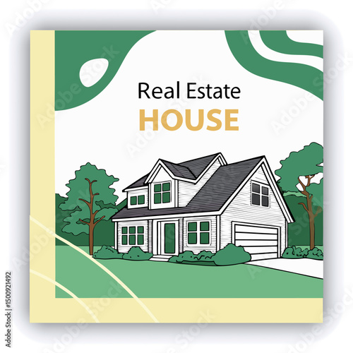 Engage your audience with our stunning real estate house social media post or square template, designed to captivate and attract potential buyers with its eye catching visuals and compelling content