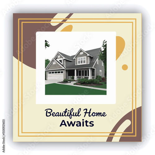 Engage your audience with our stunning real estate house social media post or square template, designed to captivate and attract potential buyers with its eye catching visuals and compelling content