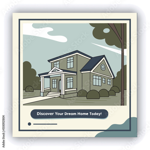 Engage your audience with our stunning real estate house social media post or square template, designed to captivate and attract potential buyers with its eye catching visuals and compelling content