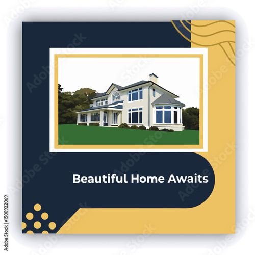 Engage your audience with our stunning real estate house social media post or square template, designed to captivate and attract potential buyers with its eye catching visuals and compelling content