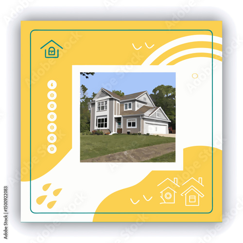 Engage your audience with our stunning real estate house social media post or square template, designed to captivate and attract potential buyers with its eye catching visuals and compelling content