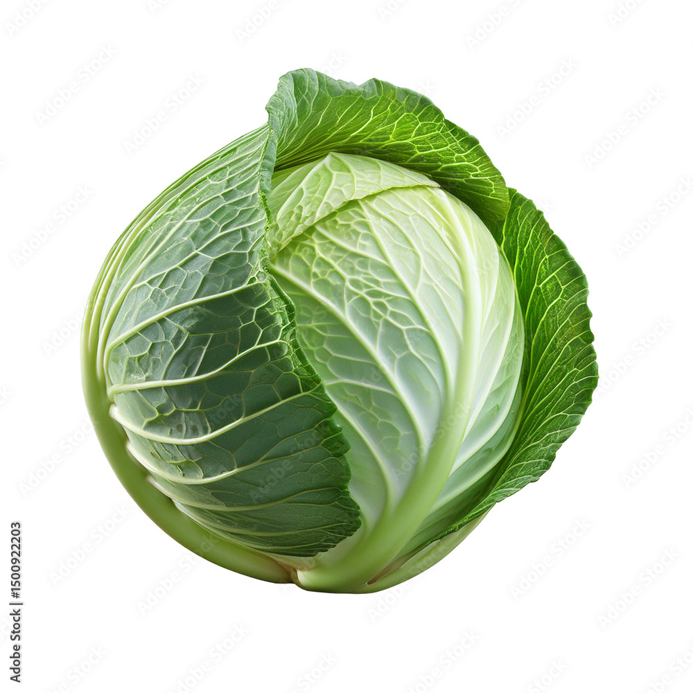 Fototapeta premium Fresh Green Cabbage Isolated on White Background