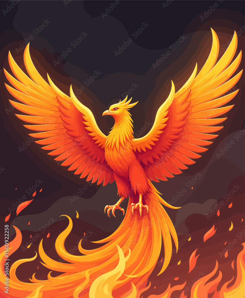 Obraz premium Mythical Phoenix Rising in Flames of Passion