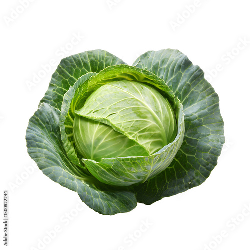 Fresh Green Cabbage Isolated on White Background