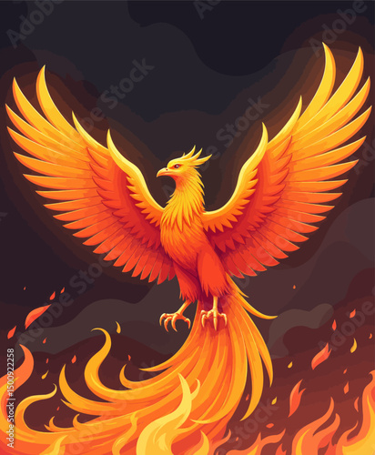 Mythical Phoenix Rising in Flames of Passion