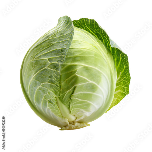 Fresh Green Cabbage Isolated on White Background