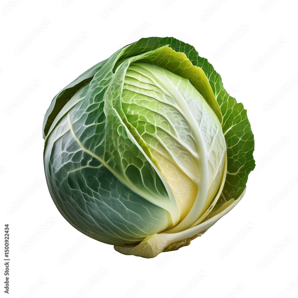 Fototapeta premium Fresh Green Cabbage Isolated on White Background