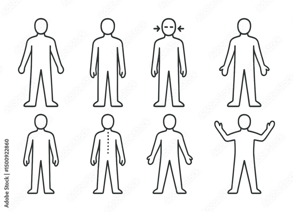Human body outline icons for communication and expression concepts Human body outline icons for communication and expression concepts