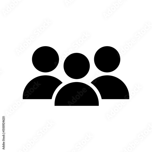 Group of people or group of users. 3 People solid icon, persons glyph symbol, group linear pictogram isolated