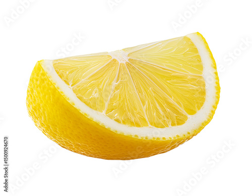 Fresh Yellow Lemon Slice on White Background