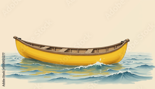 Serene Yellow Canoe on Calm Waters at Sunset