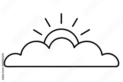 sun and clouds line art vector con