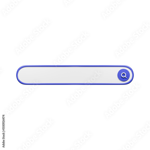 3D Render of a Purple and White Search Bar with Magnifying Glass Icon