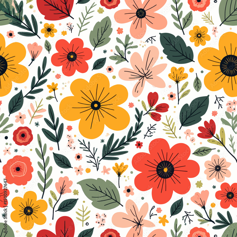 Whimsical Wildflowers in Autumnal Meadow Whimsical Wildflowers in Autumnal Meadow