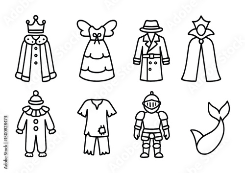 Outline of costumes and clothes for creative design projects