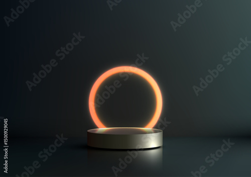 3D sleek metallic gray cyli...