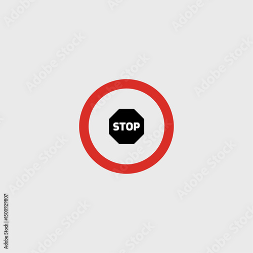 Stop sign icon logo flat vector design