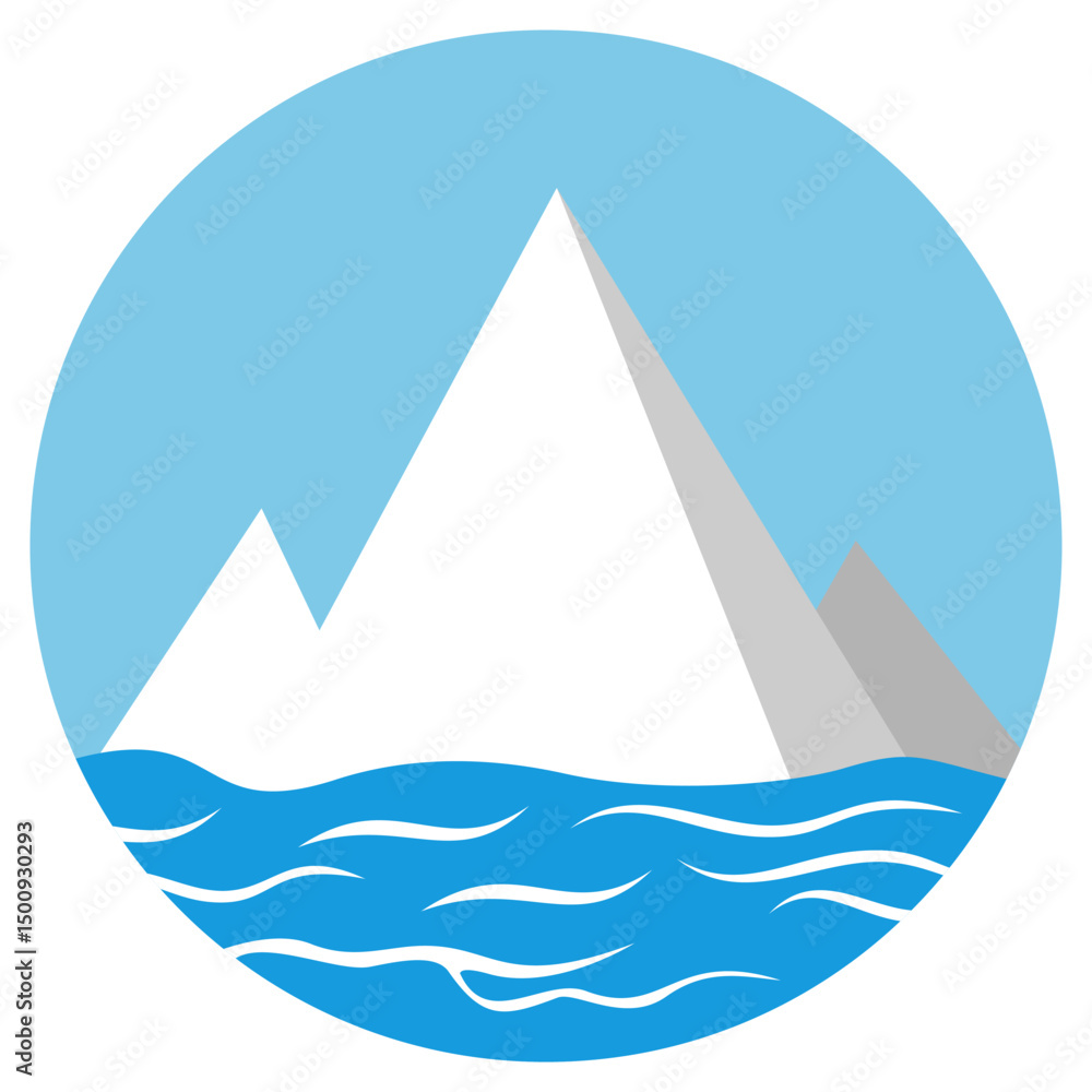 Mountain Icon – Snowy Peak with Water Reflection Mountain Icon – Snowy Peak with Water Reflection