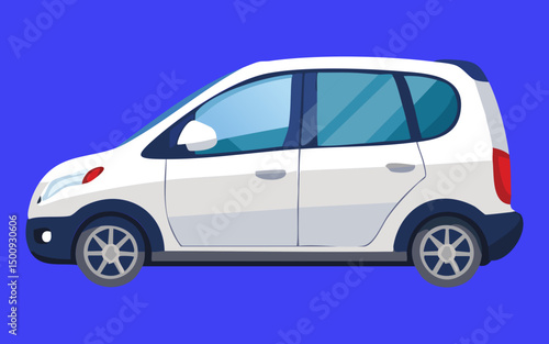 White Minivan - Side View