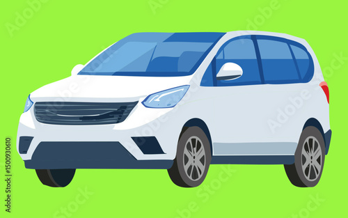 contemporary white minivan illustration