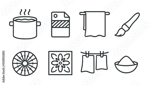 Kitchen and art utensils icons for home decor and creative projects