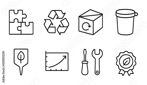 Sustainable solutions icons for eco-friendly and recycling projects