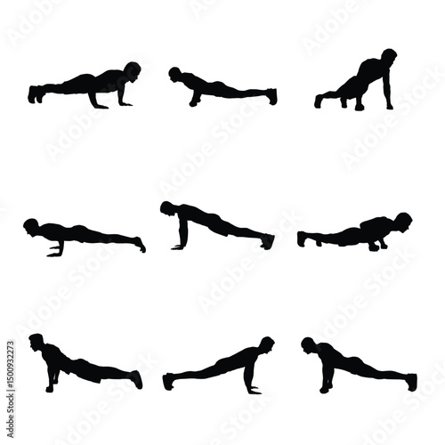Silhouette of a man doing push ups