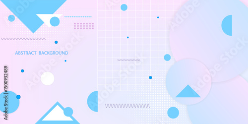 Blue purple and white vector abstract illustration background with geometric shapes inspired by memphis style.vector eps10