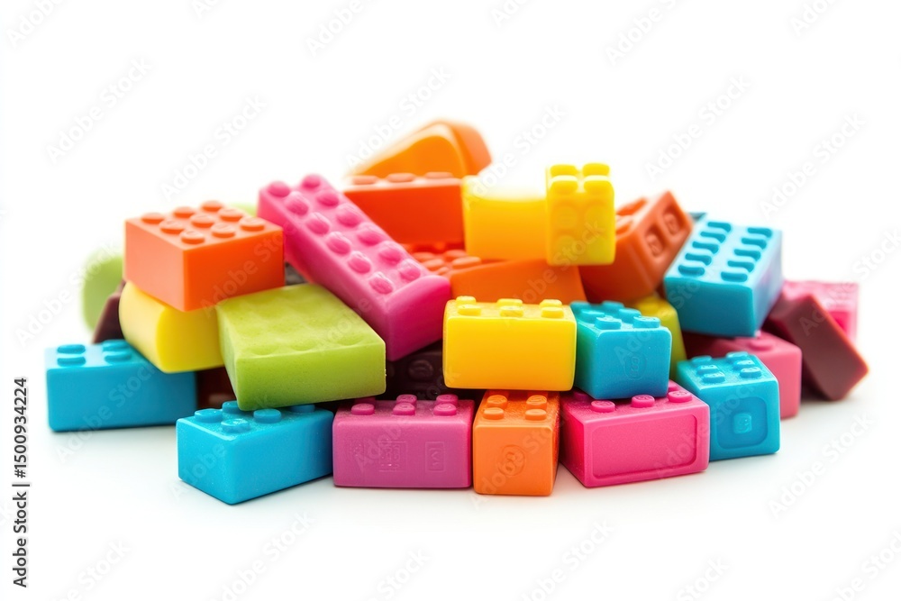 Naklejka premium colorful building blocks set for kids isolated on white background