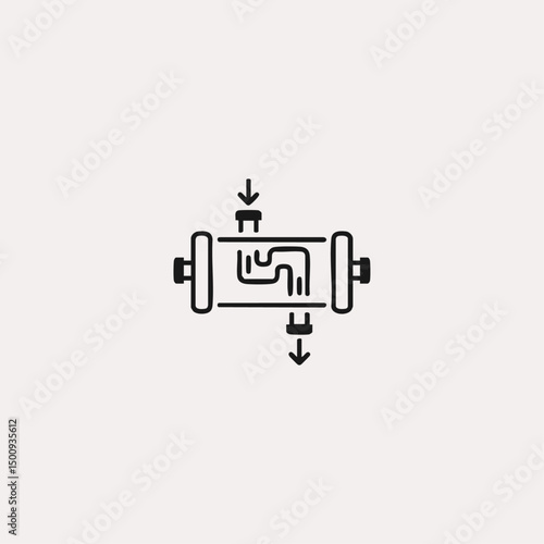 Heat exchanger icon logo flat vector design