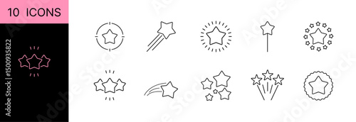 Simple set of star icons in trendy line style. Modern vector symbols, isolated on a white background. Linear pictogram pack. Line icons collection for web apps and mobile concept..