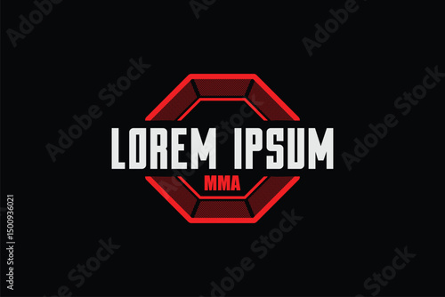 octagonal ring MMA fighter icon Logo concept design vector image template
