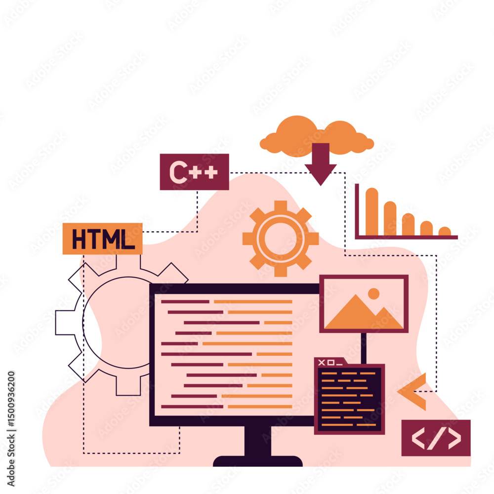 Naklejka premium Illustration of Software Development Process