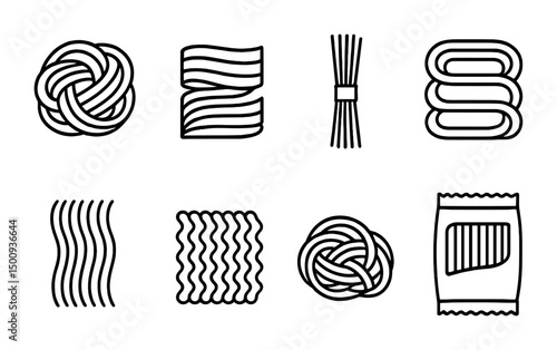 Variety of pasta shapes and noodle pack designs for culinary inspiration