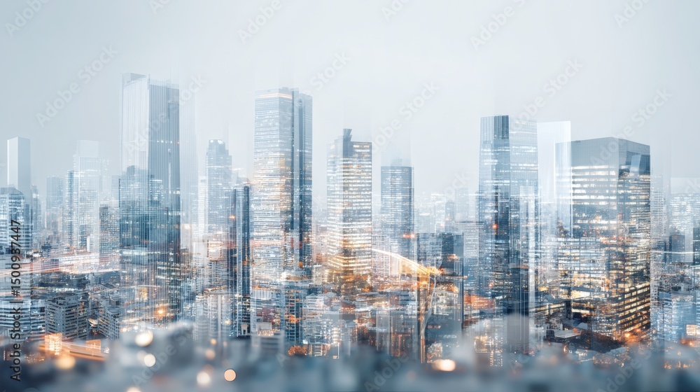 Modern City Skyline Architecture View Modern City Skyline Architecture View
